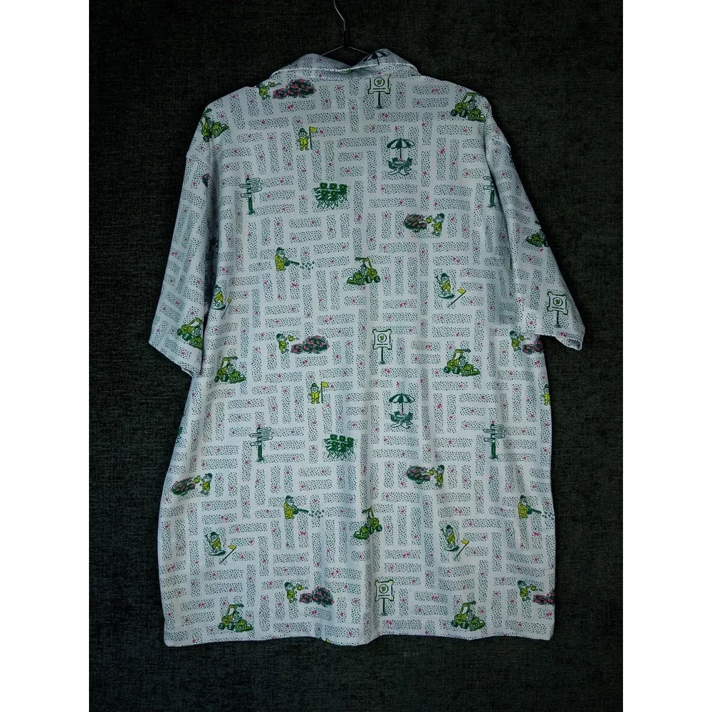 Waggle Gnomes Only Golf Print Polo Shirt Mens XL White Green Masters Party - Picture 5 of 7